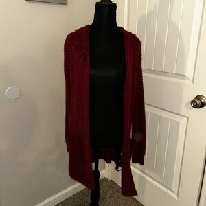 No Boundaries Burgundy Open-Front Cardigan